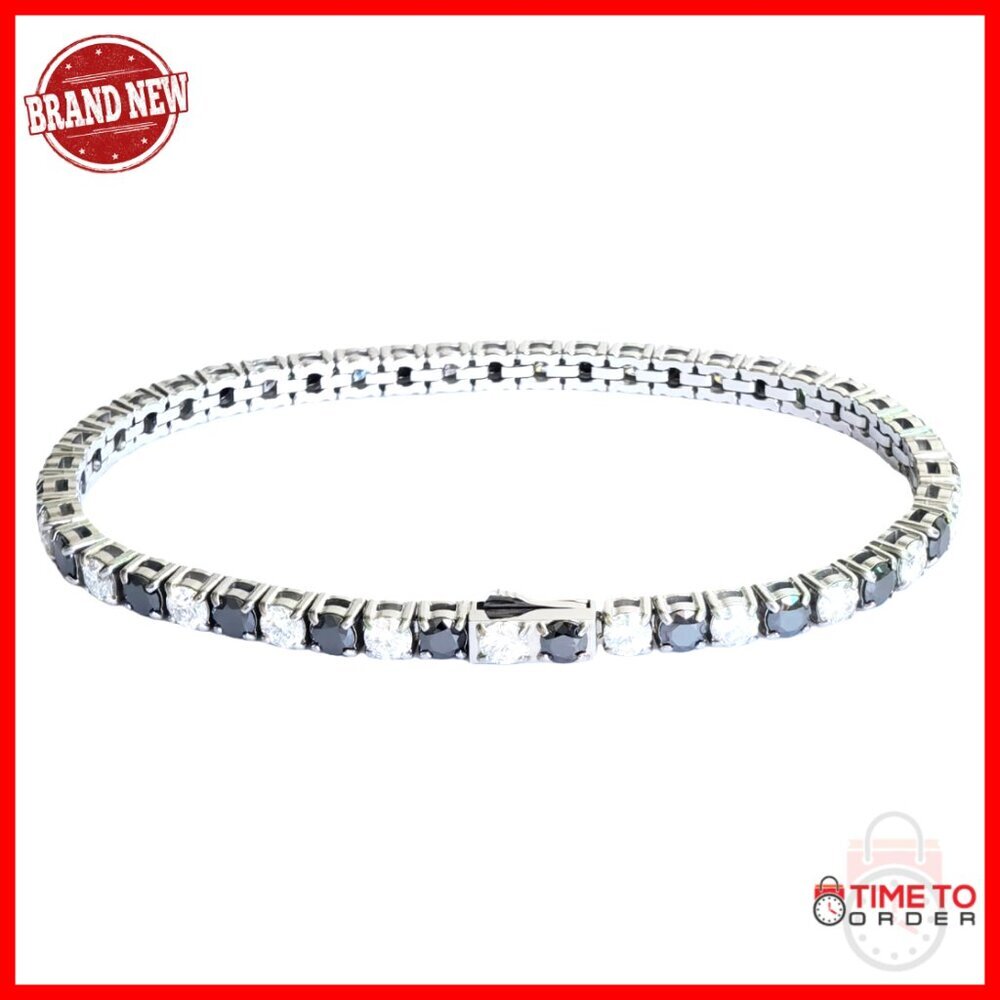 3/4mm Moissanite Tennis Bracelet Stainless Steel Classic Chain Bangle